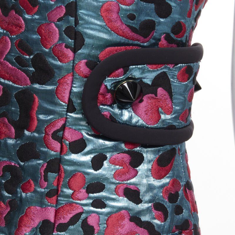 Louis Vuitton LOUIS VUITTON 2022 metallic blue pink leopard jacquard strap belt dress FR34 XS Size XS / US 0-2 / IT 36-38 - 2 Thumbnail