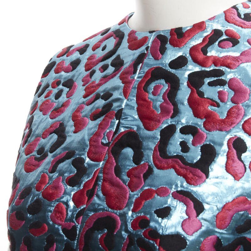 Louis Vuitton LOUIS VUITTON 2022 metallic blue pink leopard jacquard strap belt dress FR34 XS Size XS / US 0-2 / IT 36-38 - 7 Thumbnail