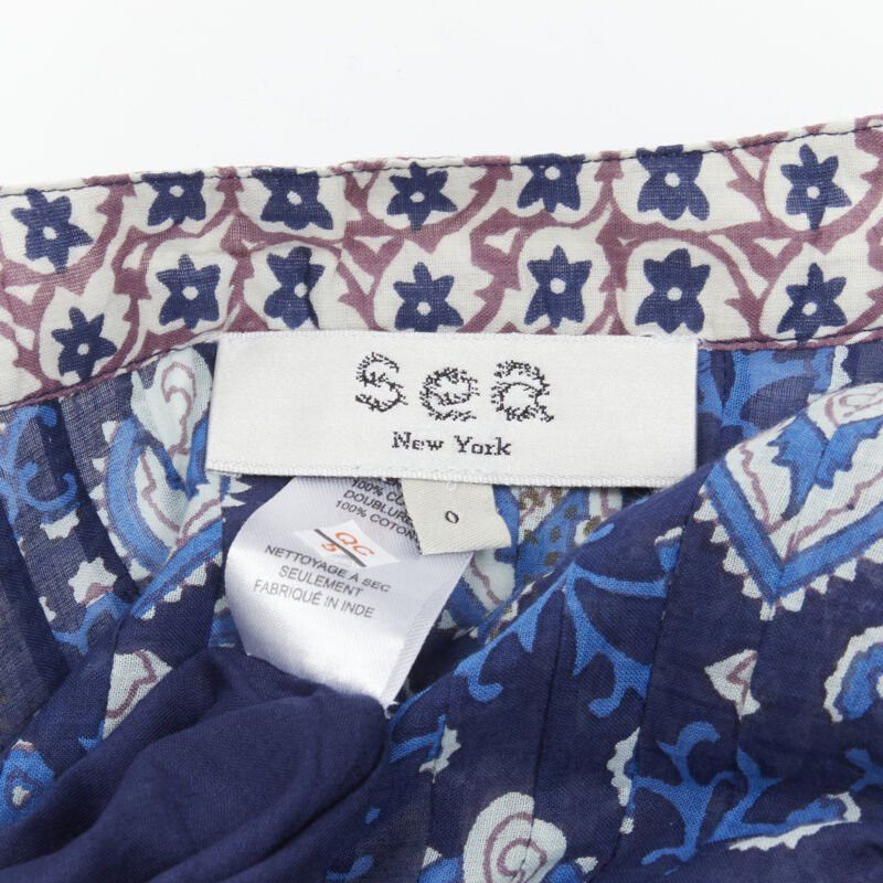 Sea New York SEA NEW YORK blue floral print ruffle trim long sleeve romper playsuit US0 XS Size 26" / US 2 / IT 38 - 9 Thumbnail