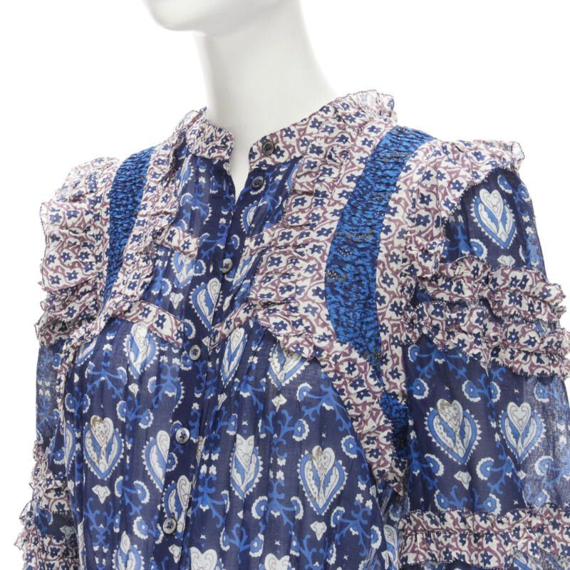 Sea New York SEA NEW YORK blue floral print ruffle trim long sleeve romper playsuit US0 XS Size 26" / US 2 / IT 38 - 2 Thumbnail