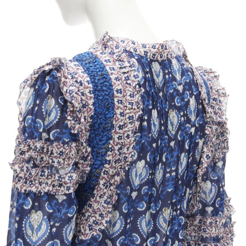 Sea New York SEA NEW YORK blue floral print ruffle trim long sleeve romper playsuit US0 XS Size 26" / US 2 / IT 38 - 7 Thumbnail