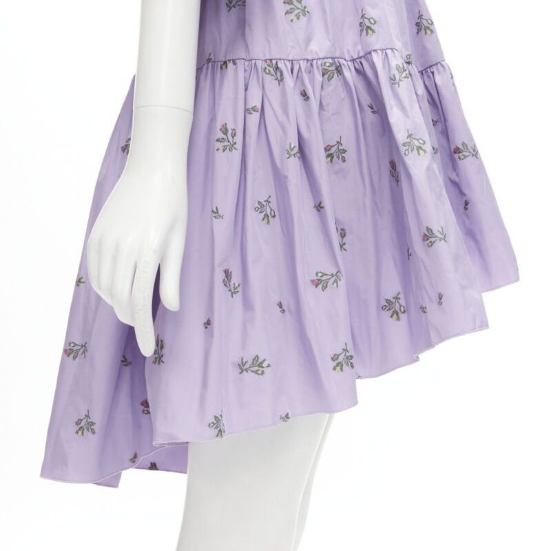 RED Valentino RED VALENTINO purple floral embroidery bow puff sleeve babydoll dress IT36 XS Size XS / US 0-2 / IT 36-38 - 8 Thumbnail