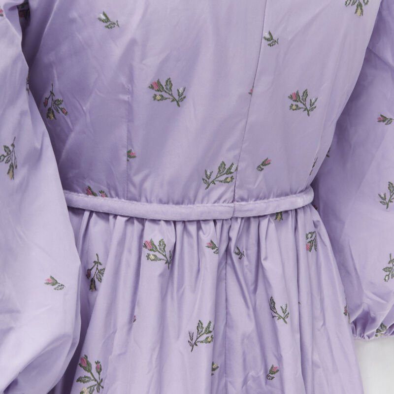 RED Valentino RED VALENTINO purple floral embroidery bow puff sleeve babydoll dress IT36 XS Size XS / US 0-2 / IT 36-38 - 9 Thumbnail