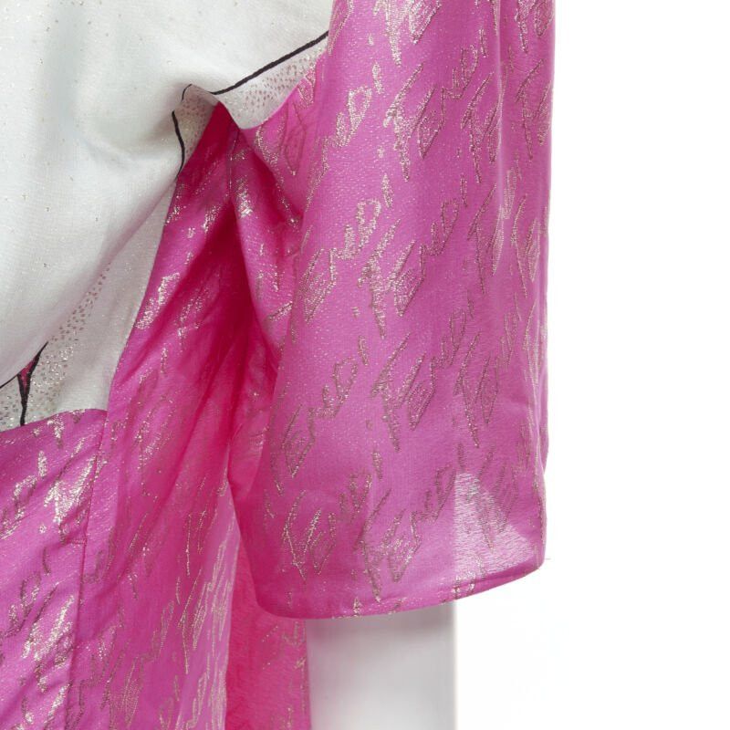 Fendi FENDI 2022 Runway Antonio Lopez metallic pink logo jacquard dress IT36 XS Size XS / US 0-2 / IT 36-38 - 8 Thumbnail