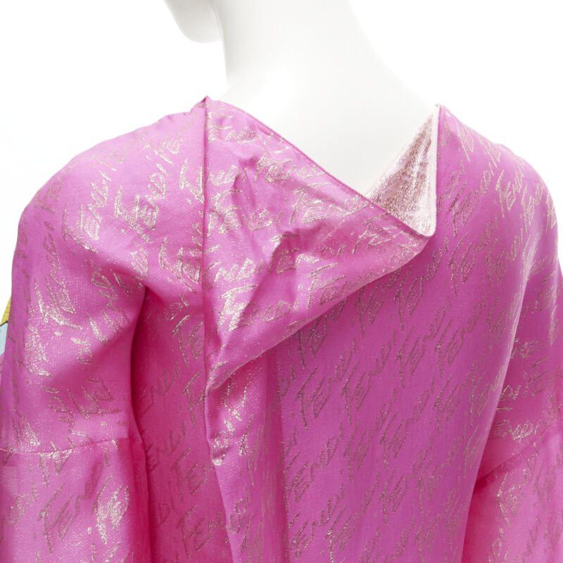 Fendi FENDI 2022 Runway Antonio Lopez metallic pink logo jacquard dress IT36 XS Size XS / US 0-2 / IT 36-38 - 7 Thumbnail