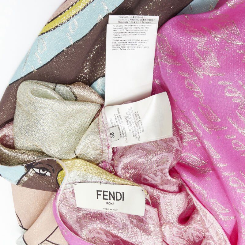 Fendi FENDI 2022 Runway Antonio Lopez metallic pink logo jacquard dress IT36 XS Size XS / US 0-2 / IT 36-38 - 11 Thumbnail