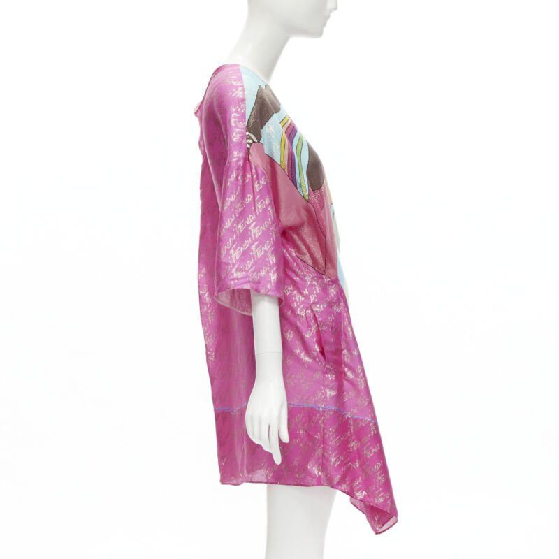 Fendi FENDI 2022 Runway Antonio Lopez metallic pink logo jacquard dress IT36 XS Size XS / US 0-2 / IT 36-38 - 4 Thumbnail