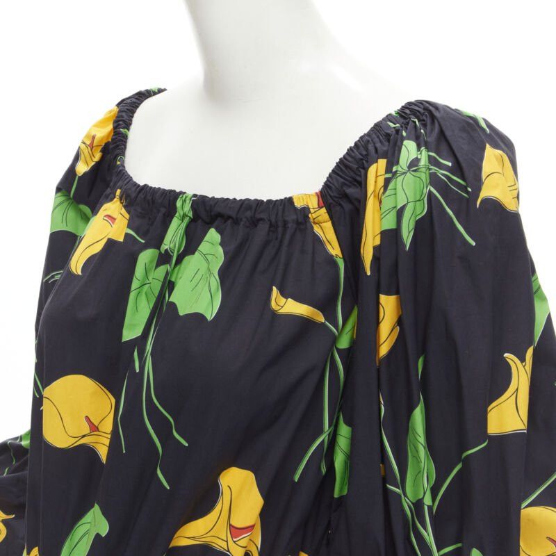 Other LE DOUBLE J Mantero black green yellow leaf print cotton flared cuff romper XS Size 26" / US 2 / IT 38 - 7 Thumbnail