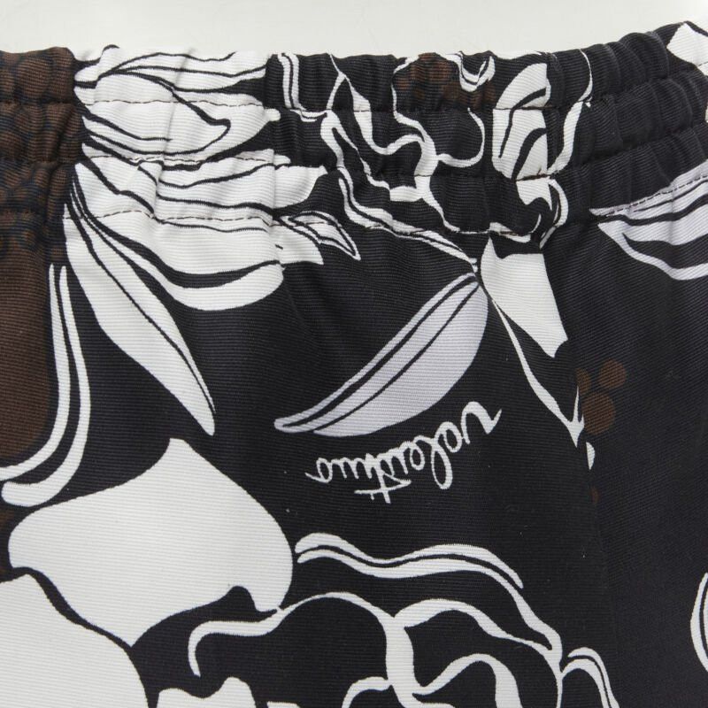 Valentino VALENTINO 2022 cotton silk brown black floral pleated drawstring shorts IT36 XS Size 25" / US 0 / IT 36 - 9 Thumbnail