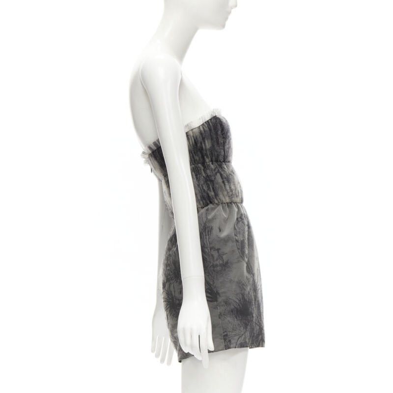 Dior CHRISTIAN DIOR Fantaisie Dioriviera tulle gathered pleated romper FR34 XS Size 26" / US 2 / IT 38 - 4 Thumbnail
