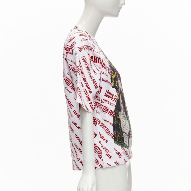 Louis Vuitton LOUIS VUITTON FORNASETTI 2021 Statue white red logo jacquard boxy knit top S Size S / US 4 / IT 40 - 4 Thumbnail