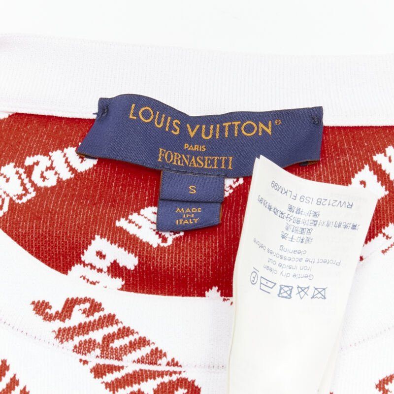 Louis Vuitton LOUIS VUITTON FORNASETTI 2021 Statue white red logo jacquard boxy knit top S Size S / US 4 / IT 40 - 9 Thumbnail