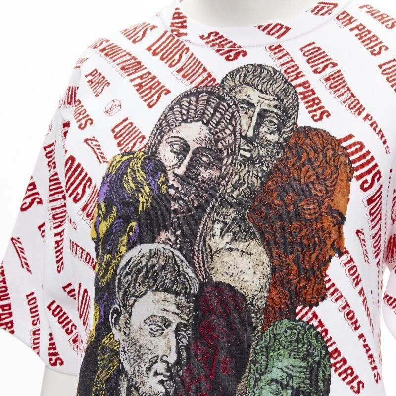 Louis Vuitton LOUIS VUITTON FORNASETTI 2021 Statue white red logo jacquard boxy knit top S Size S / US 4 / IT 40 - 7 Thumbnail