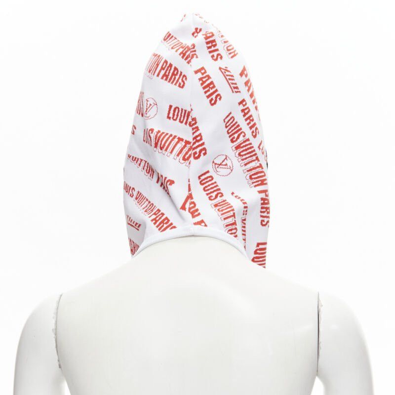 Louis Vuitton LOUIS VUITTON FORNASETTI 2021 white red logo jacquard nylon trim snood hood hat Size ONE SIZE - 5 Thumbnail