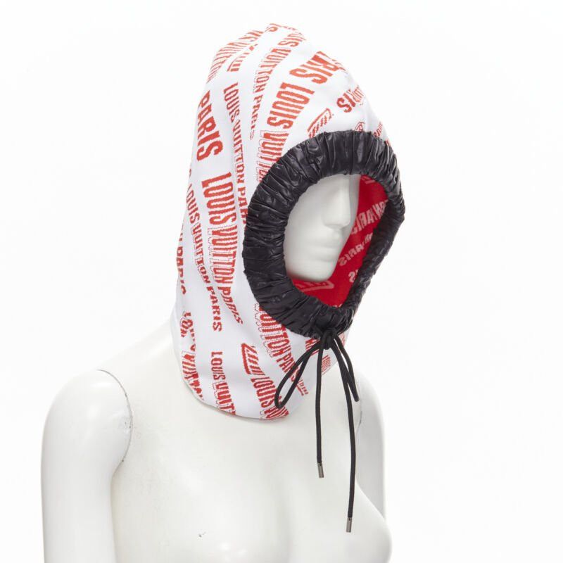 Louis Vuitton LOUIS VUITTON FORNASETTI 2021 white red logo jacquard nylon trim snood hood hat Size ONE SIZE - 3 Thumbnail