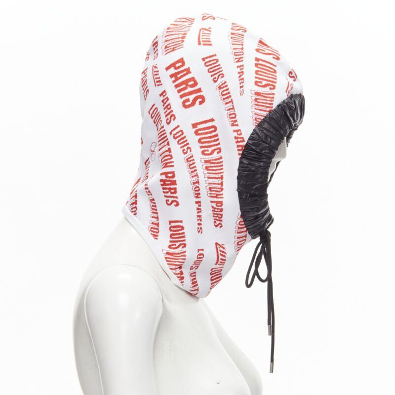 Louis Vuitton LOUIS VUITTON FORNASETTI 2021 white red logo jacquard nylon trim snood hood hat Size ONE SIZE - 4 Thumbnail