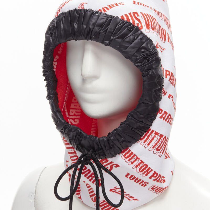 Louis Vuitton LOUIS VUITTON FORNASETTI 2021 white red logo jacquard nylon trim snood hood hat Size ONE SIZE - 7 Thumbnail