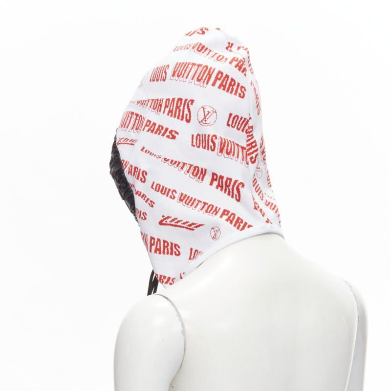 Louis Vuitton LOUIS VUITTON FORNASETTI 2021 white red logo jacquard nylon trim snood hood hat Size ONE SIZE - 6 Thumbnail