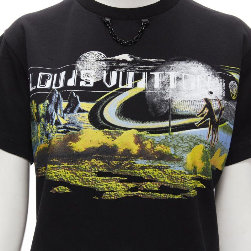 Louis Vuitton LOUIS VUITTON Volleyball Space graphic chain trimmed black cotton tshirt XS Size S / US 4 / IT 40 - 7 Thumbnail