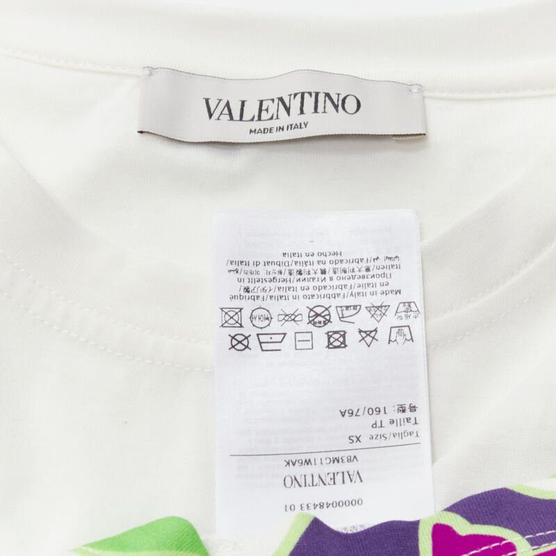 Valentino VALENTINO VLTN white neon green purple floral print cotton tshirt XS Size S / US 4 / IT 40 - 9 Thumbnail
