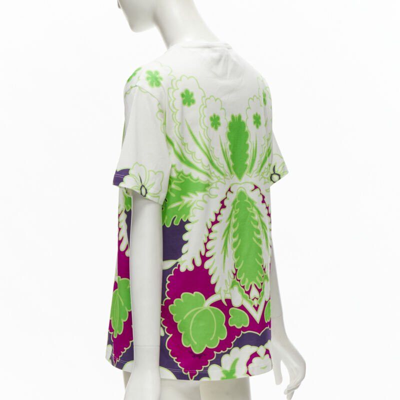 Valentino VALENTINO VLTN white neon green purple floral print cotton tshirt XS Size S / US 4 / IT 40 - 6 Thumbnail