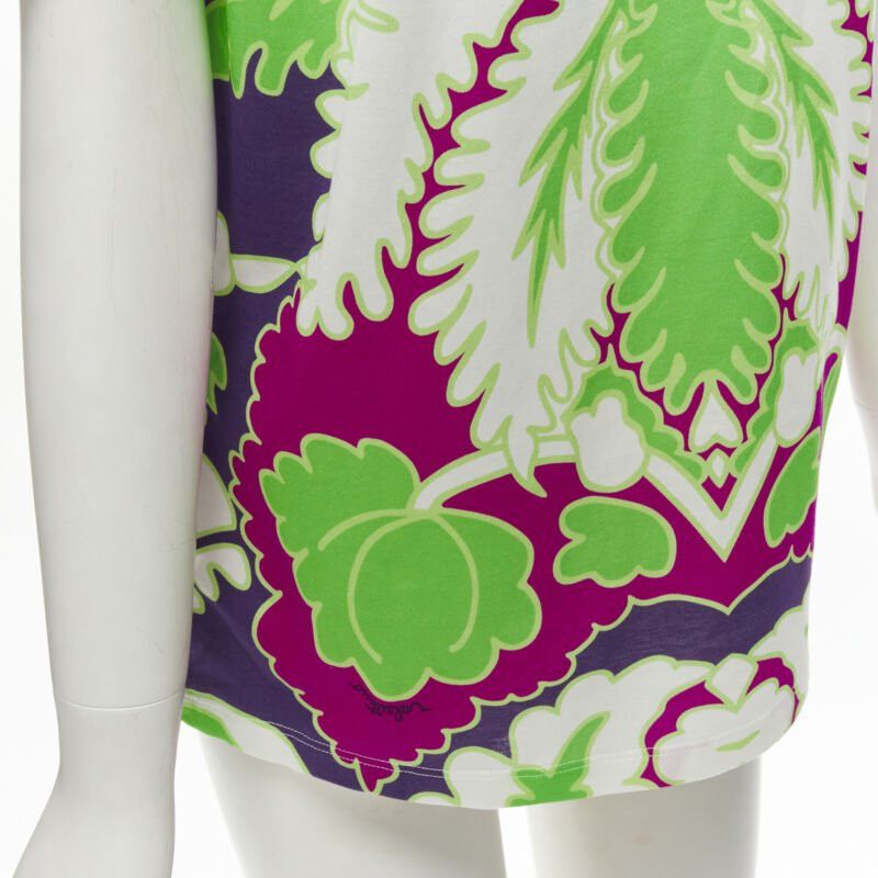 Valentino VALENTINO VLTN white neon green purple floral print cotton tshirt XS Size S / US 4 / IT 40 - 8 Thumbnail
