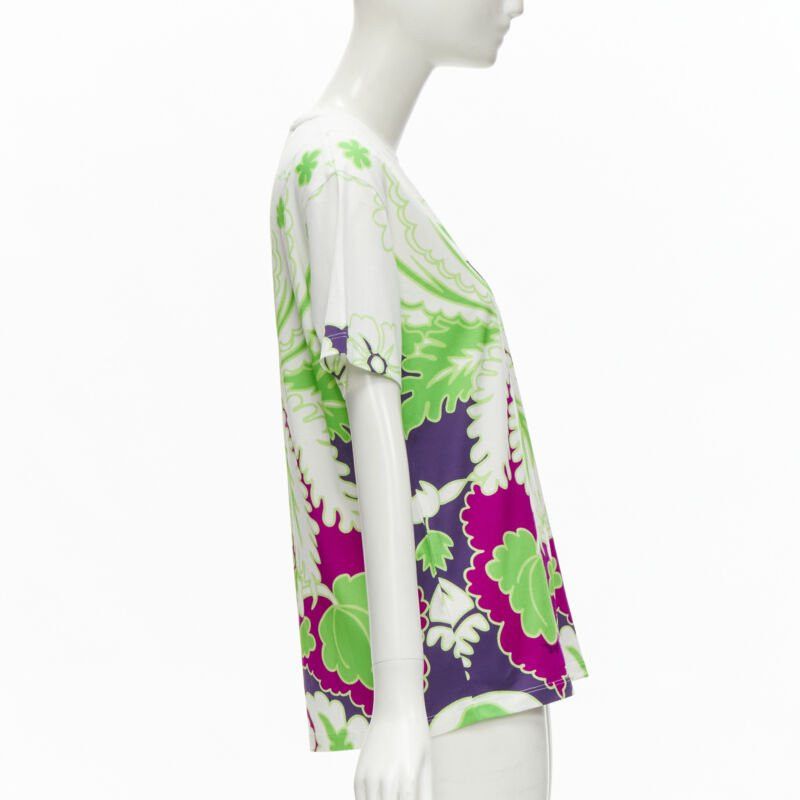 Valentino VALENTINO VLTN white neon green purple floral print cotton tshirt XS Size S / US 4 / IT 40 - 4 Thumbnail