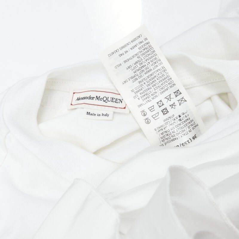 Alexander McQueen ALEXANDER MCQUEEN 2022 Hybrid white spiral ruffle cotton tshirt dress IT36 XS Size XS / US 0-2 / IT 36-38 - 10 Thumbnail