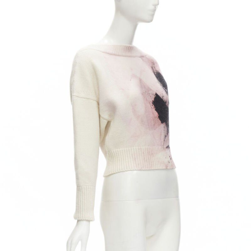 Alexander McQueen ALEXANDER MCQUEEN 2021 Anemone wool cashmere floral print cropped sweater XXS Size XS / US 0-2 / IT 36-38 - 3 Thumbnail