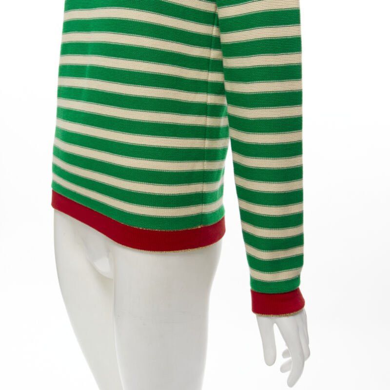 Gucci GUCCI Nautical sailor intarsia embroidery green beige striped sweater XS Size S / US 4 / IT 40 - 8 Thumbnail