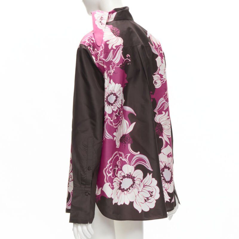 Valentino VALENTINO 2022 100% silk taffeta brown floral print shirt IT38 XS Size XS / US 0-2 / IT 36-38 - 6 Thumbnail