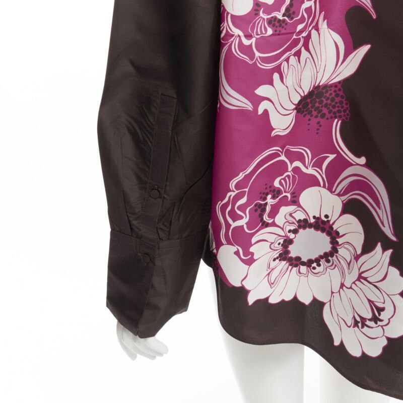 Valentino VALENTINO 2022 100% silk taffeta brown floral print shirt IT38 XS Size XS / US 0-2 / IT 36-38 - 8 Thumbnail