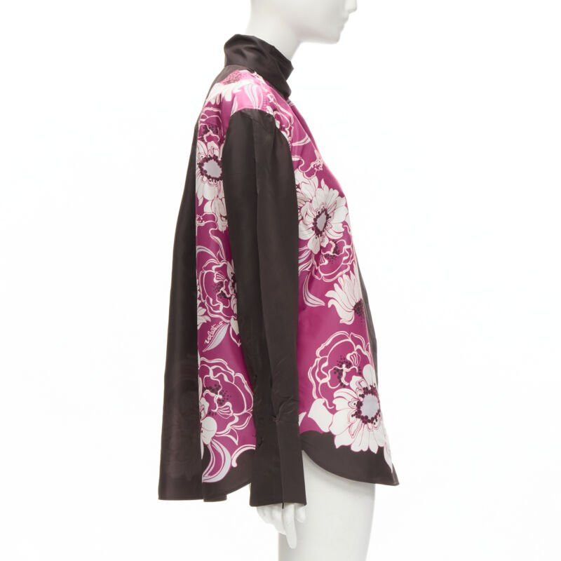 Valentino VALENTINO 2022 100% silk taffeta brown floral print shirt IT38 XS Size XS / US 0-2 / IT 36-38 - 4 Thumbnail