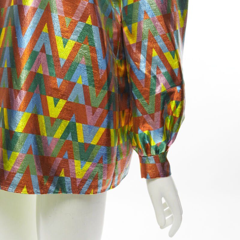 Valentino VALENTINO metallic lurex graphic V rainbow scar tie collar blouse IT38 XS Size XS / US 0-2 / IT 36-38 - 7 Thumbnail