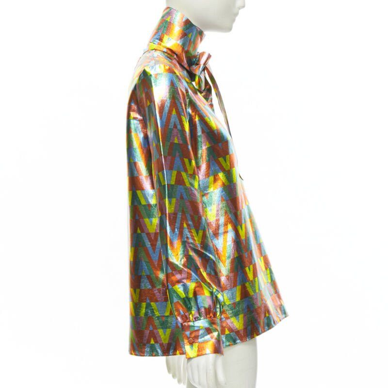 Valentino VALENTINO metallic lurex graphic V rainbow scar tie collar blouse IT38 XS Size XS / US 0-2 / IT 36-38 - 4 Thumbnail