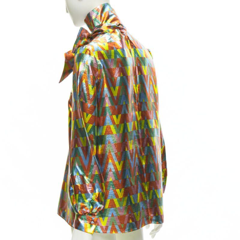 Valentino VALENTINO metallic lurex graphic V rainbow scar tie collar blouse IT38 XS Size XS / US 0-2 / IT 36-38 - 6 Thumbnail