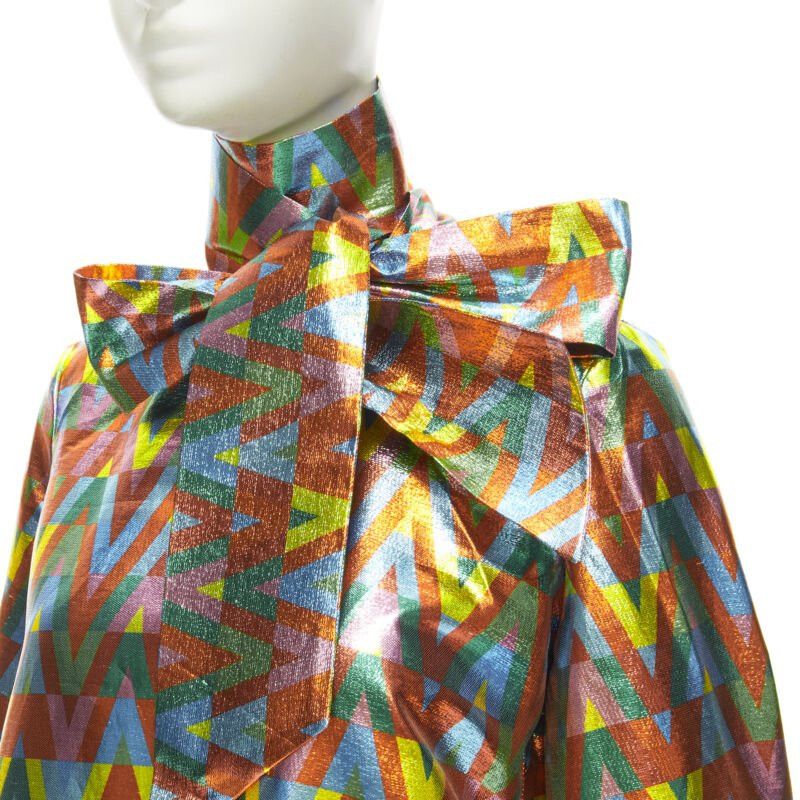 Valentino VALENTINO metallic lurex graphic V rainbow scar tie collar blouse IT38 XS Size XS / US 0-2 / IT 36-38 - 2 Thumbnail