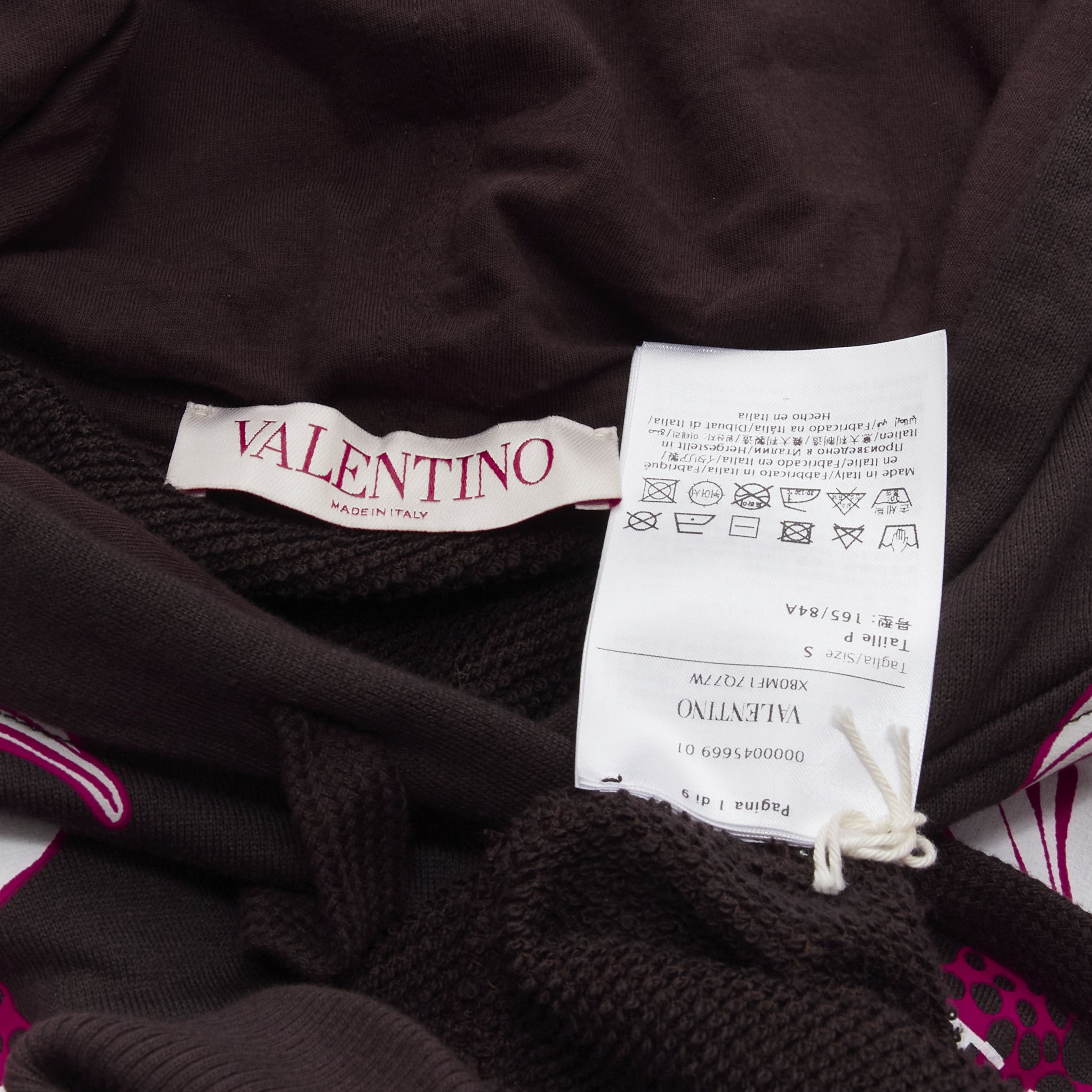 Valentino VALENTINO 2022 brown pink floral logo print cotton oversized hoodie S Size M / US 6-8 / IT 42-44 - 10 Thumbnail