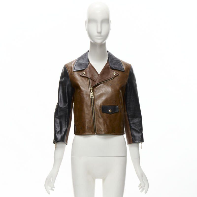 Louis Vuitton LOUIS VUITTON 2022 Tattoo Monogram cropped calfskin leather biker jacket FR43 XS Size XS / US 0-2 / IT 36-38 - 10 Thumbnail