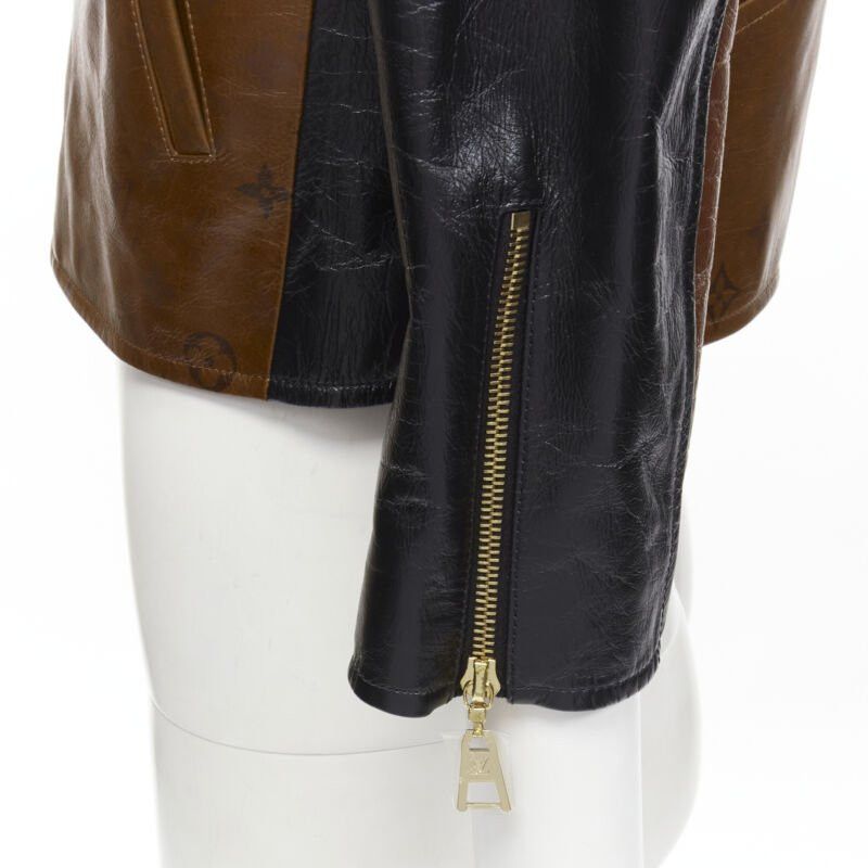 Louis Vuitton LOUIS VUITTON 2022 Tattoo Monogram cropped calfskin leather biker jacket FR43 XS Size XS / US 0-2 / IT 36-38 - 9 Thumbnail
