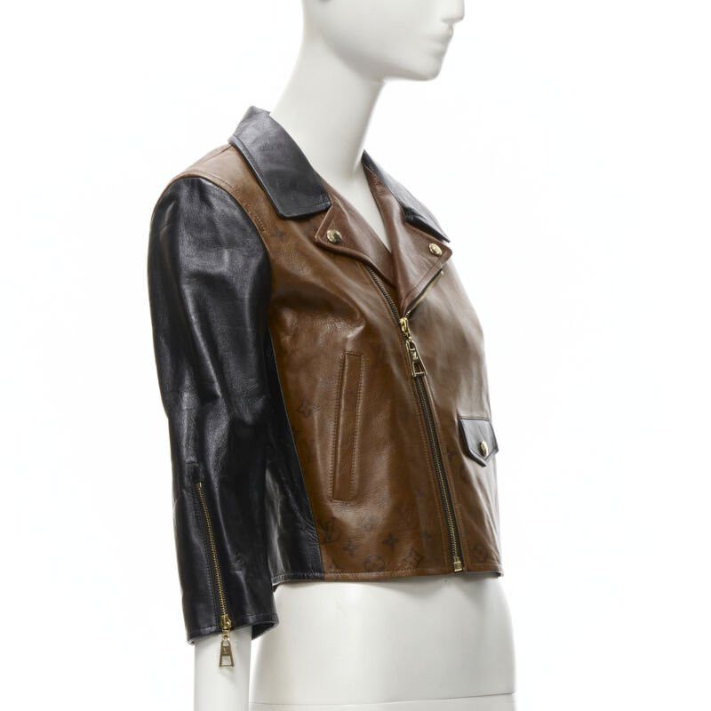 Louis Vuitton LOUIS VUITTON 2022 Tattoo Monogram cropped calfskin leather biker jacket FR43 XS Size XS / US 0-2 / IT 36-38 - 4 Thumbnail