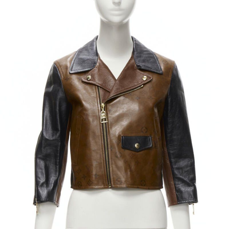 Louis Vuitton LOUIS VUITTON 2022 Tattoo Monogram cropped calfskin leather biker jacket FR43 XS Size XS / US 0-2 / IT 36-38 - 3 Thumbnail