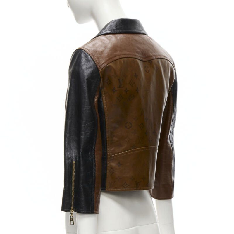 Louis Vuitton LOUIS VUITTON 2022 Tattoo Monogram cropped calfskin leather biker jacket FR43 XS Size XS / US 0-2 / IT 36-38 - 7 Thumbnail