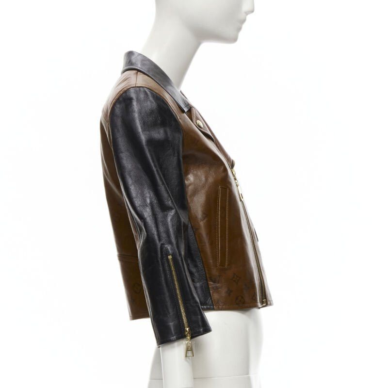 Louis Vuitton LOUIS VUITTON 2022 Tattoo Monogram cropped calfskin leather biker jacket FR43 XS Size XS / US 0-2 / IT 36-38 - 5 Thumbnail