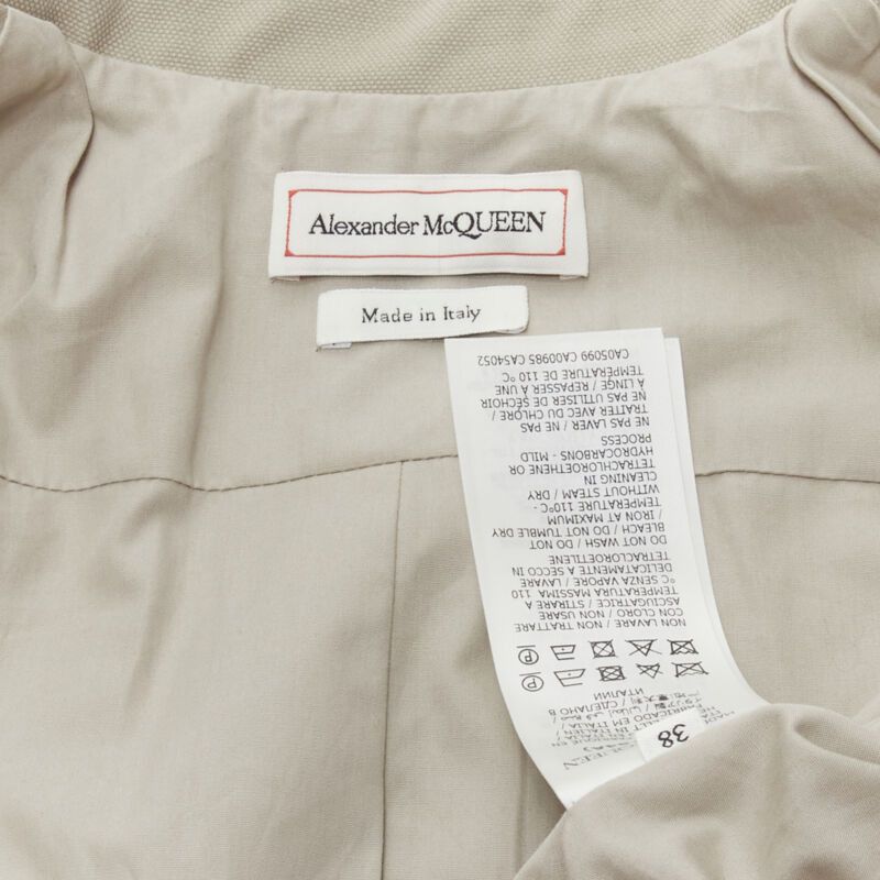 Alexander McQueen ALEXANDER MCQUEEN grey cotton fitted zipper trim peplum utility jacket IT38 XS Size XS / US 0-2 / IT 36-38 - 9 Thumbnail