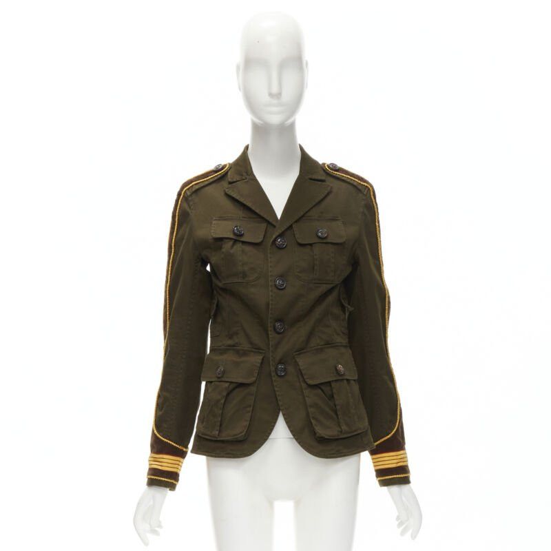 Dsquared2 DSQUARED2 2021 green cotton military officer corduroy utility jacket IT36 XS Size XS / US 0-2 / IT 36-38 - 10 Thumbnail