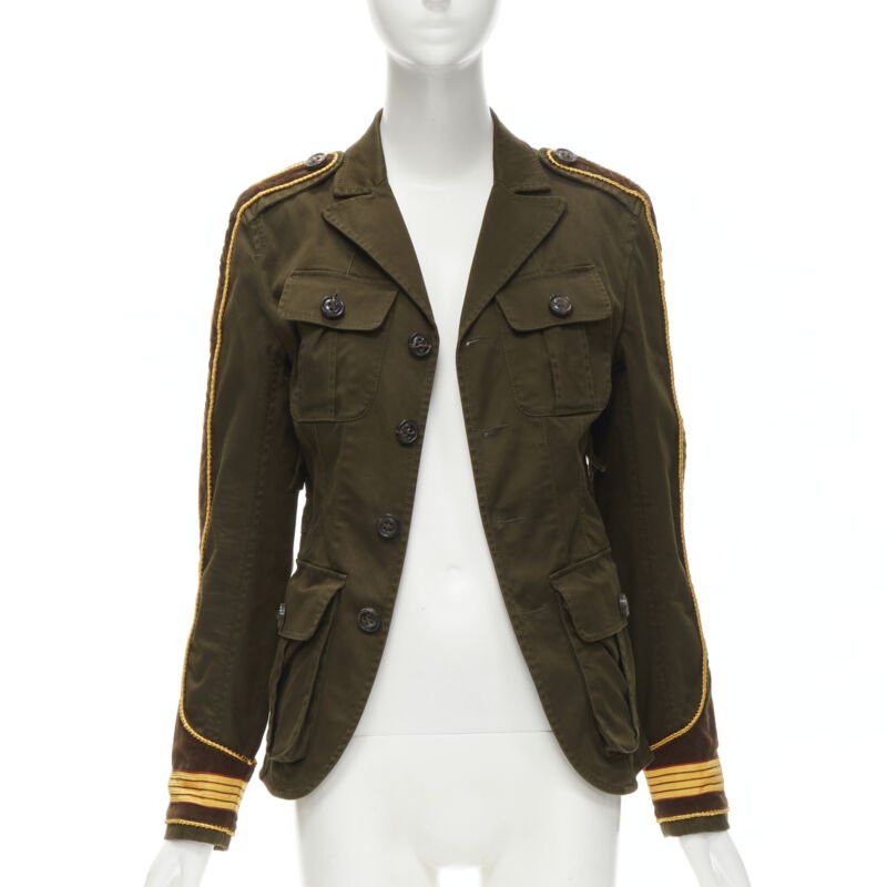 Dsquared2 DSQUARED2 2021 green cotton military officer corduroy utility jacket IT36 XS Size XS / US 0-2 / IT 36-38 - 3 Thumbnail