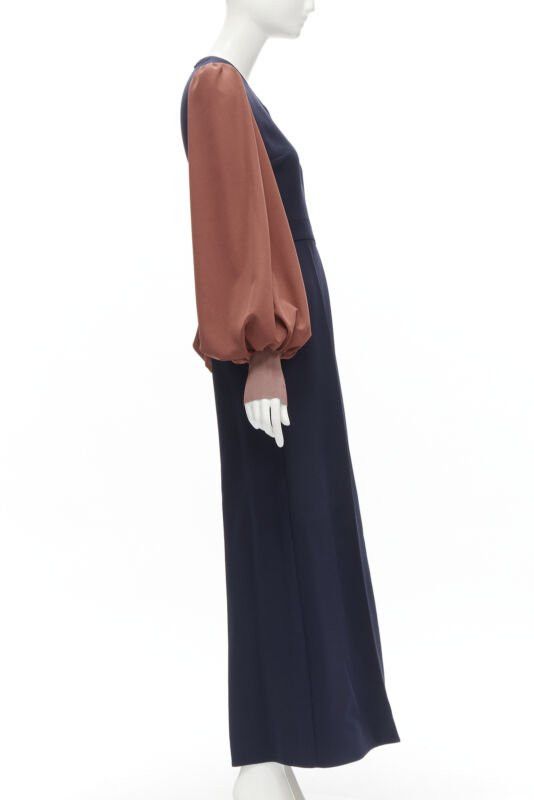 ROKSANDA ROKSANDA navy brick red puff sleeve keyhole neckline wide leg jumpsuit UK6 XS Size 26" / US 2 / IT 38 - 4 Thumbnail