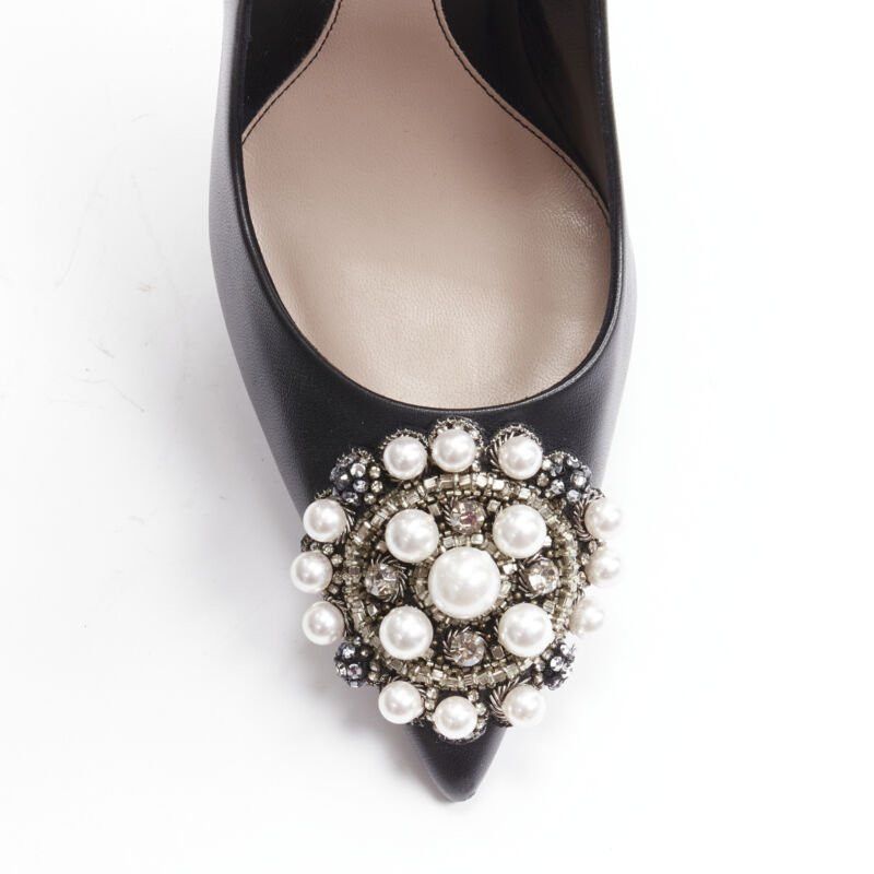 Alexander McQueen ALEXANDER MCQUEEN black pearl metal embellished stiletto pumps EU39 US9 Size US 9 / IT 39 - 2 Thumbnail