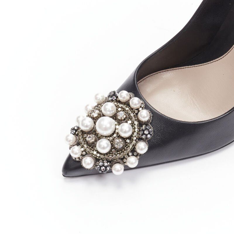 Alexander McQueen ALEXANDER MCQUEEN black pearl metal embellished stiletto pumps EU39 US9 Size US 9 / IT 39 - 7 Thumbnail